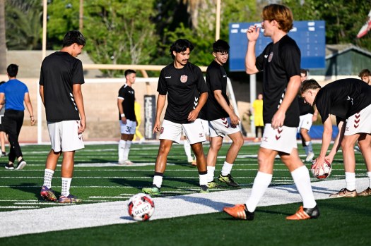 Redlands FC players practice together before their home game against FC Tucson at Dodge Stadium in Redlands on Saturday, May 13, 2023. (Photo by Anjali Sharif-Paul, 色情论坛/SCNG)聽
