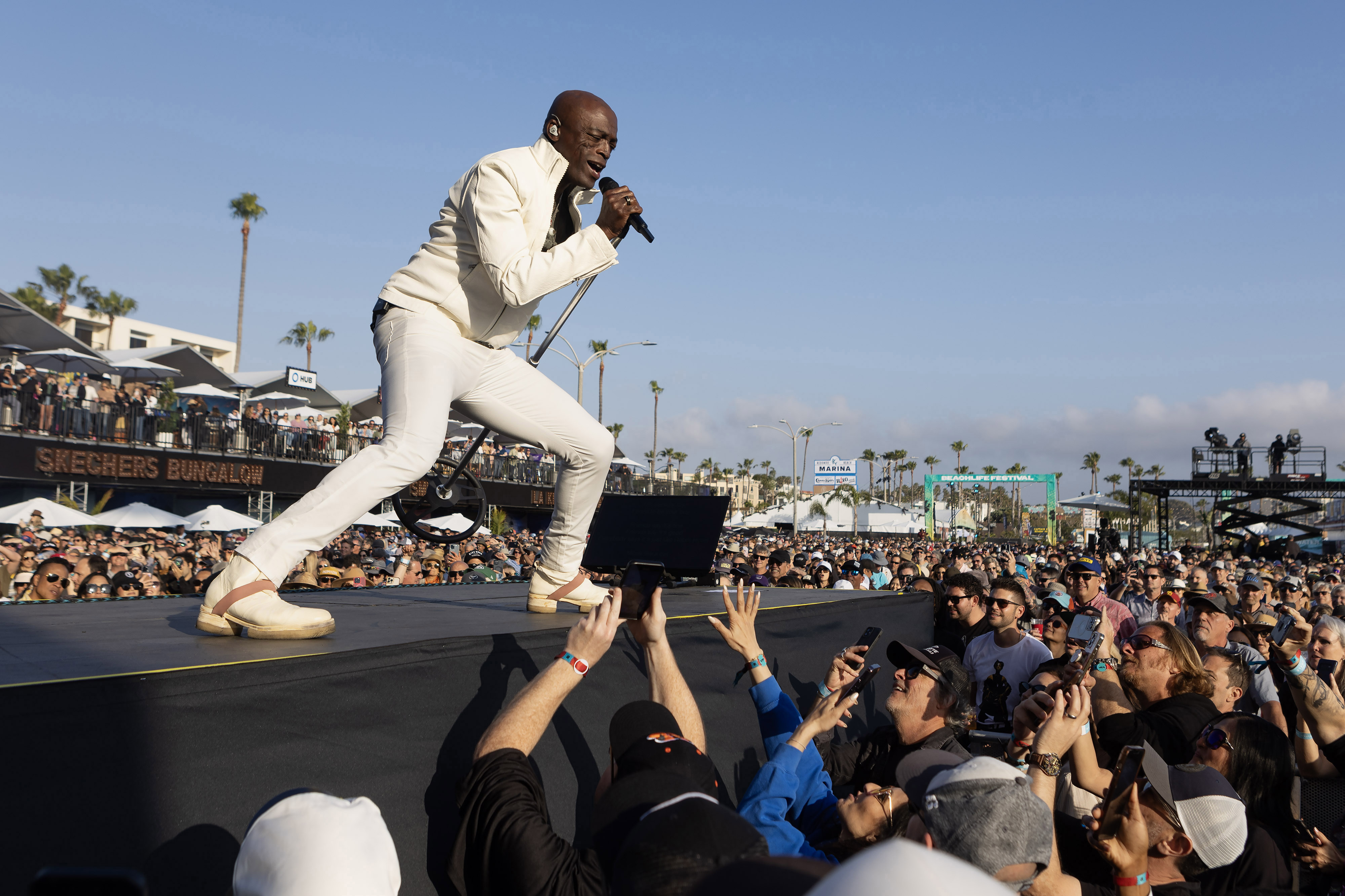 Seal performs on the Hightide stage during the Beachlife music...